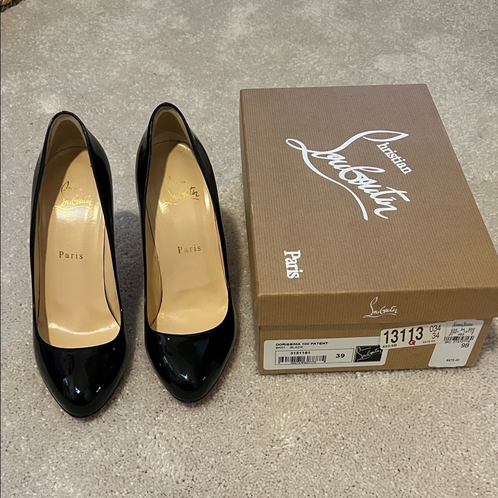 Christian Louboutin Dorissima 100 - Black Patent Leather Heels